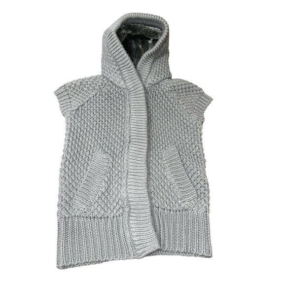 ZARA  Women's Size Small Gray Short Sleeve Cardigan Hooded Sweater Snap Buttons - Picture 5 of 15